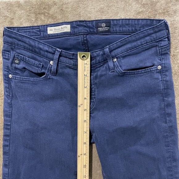 Ag Adriano Goldschmied 26R The Stevie Ankle Slim Straight Jeans Solid Navy Dark - Picture 7 of 9